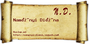 Naményi Diána névjegykártya